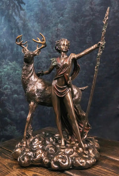 Greek Roman Goddess Of The Hunt Moon And Nature Diana With Stag Statue Artemis-1
