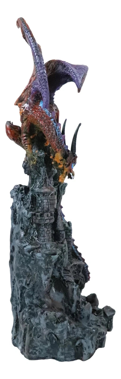 Guardian Dragon Protecting Castle with Precious Stone Collectible Figurine 12"H-4