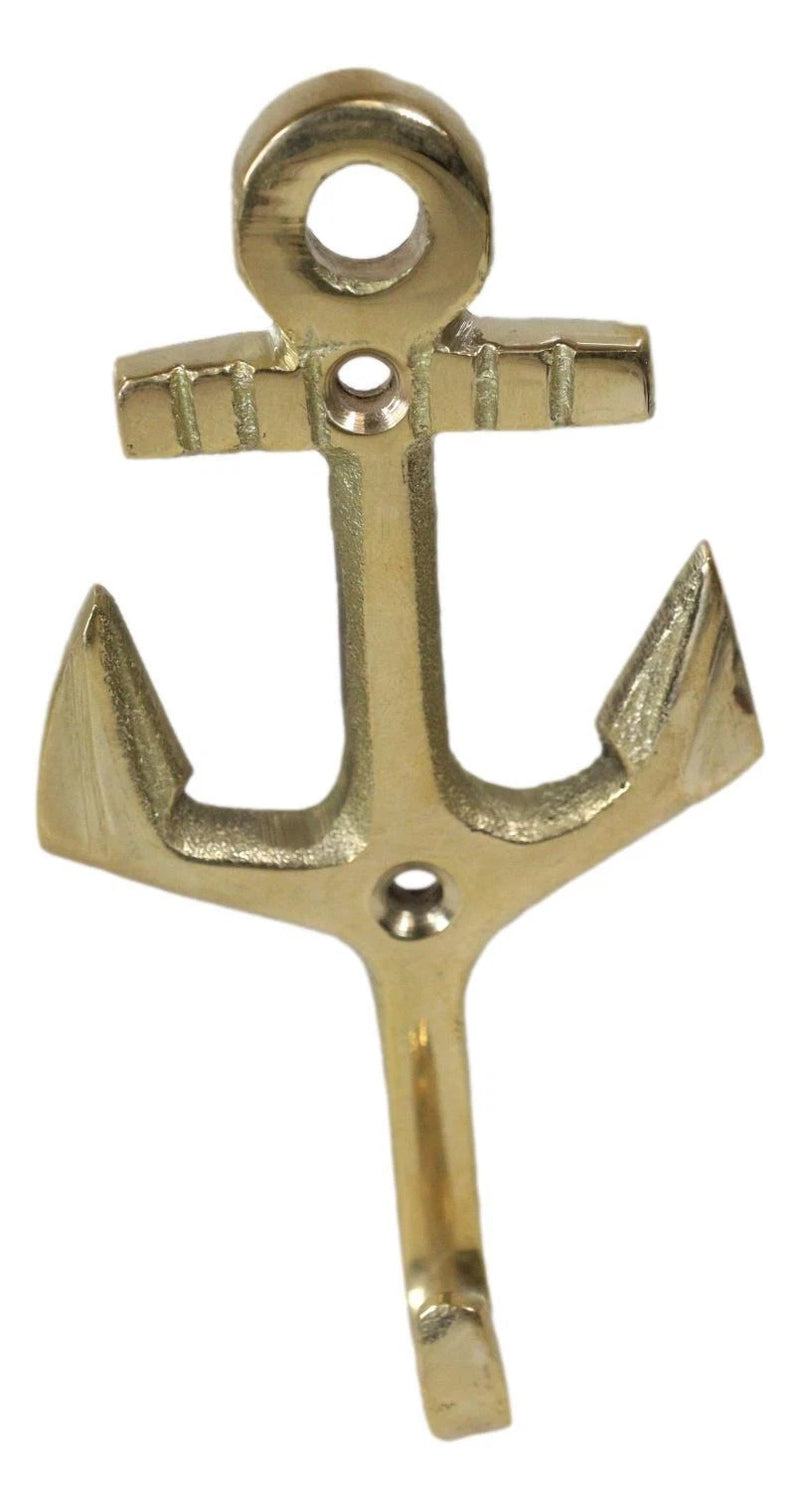 Set of 2 Brass Vintage Maritime Sailor Nautical Ocean Sea Ship Anchor Wall Hooks-4