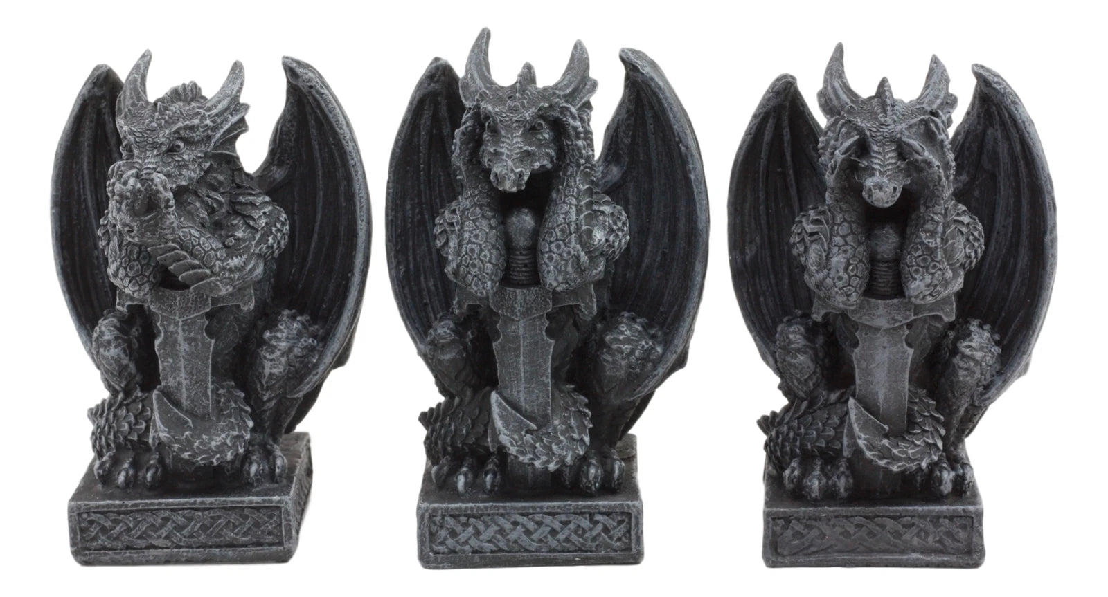 Three Wise Dragons See Hear Speak No Evil Sentinel Guardian Dragons Statue Set-5