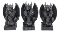 Three Wise Dragons See Hear Speak No Evil Sentinel Guardian Dragons Statue Set-5
