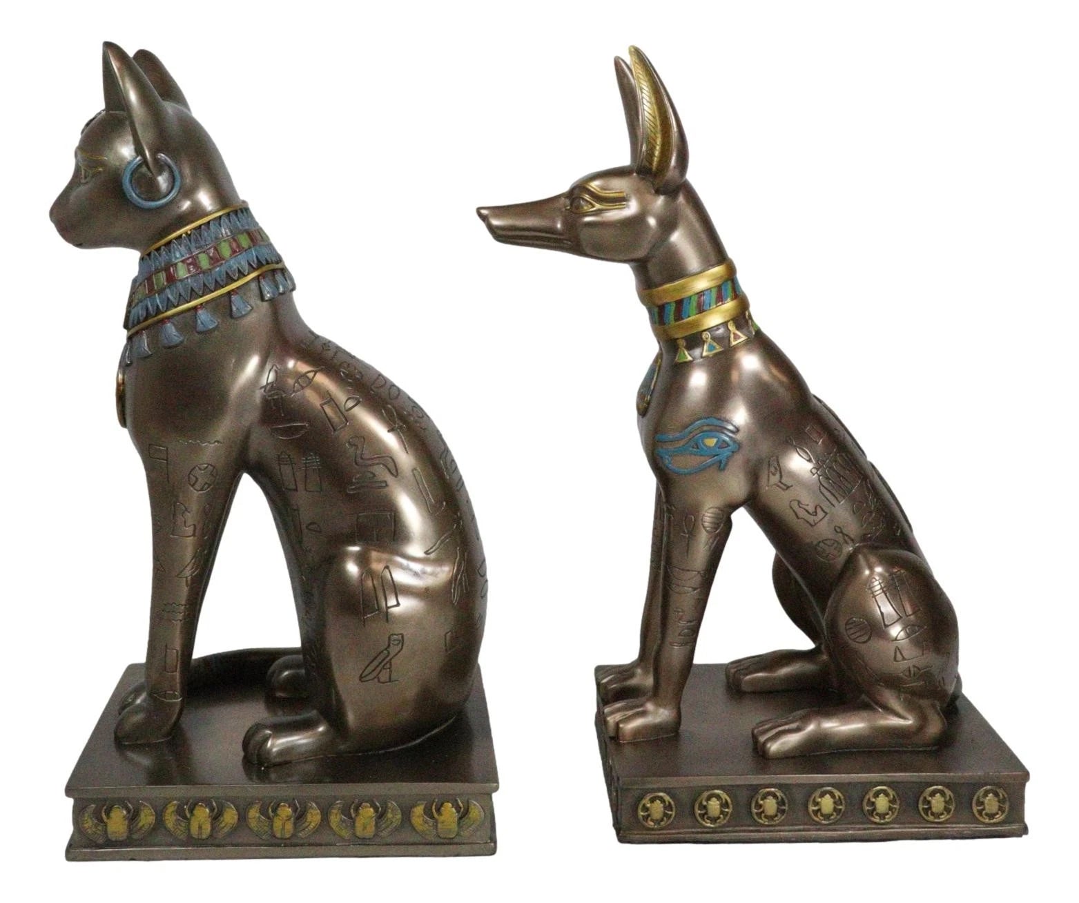 Egyptian Statue Set, Bastet & Anubis Sitting Figurines 2-Piece for Home Decor, Desk, Shelf, Mantle, Office, Ancient Egyptian Gods Sculpture, Collectible Gift-2
