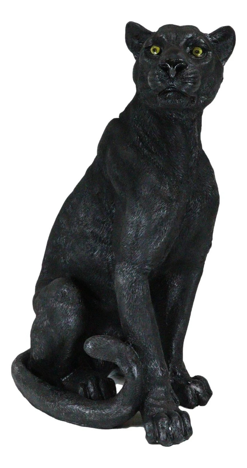 Realistic Large Black Ghost Panther Jaguar Hunter 20"H Garden Patio Statue-8