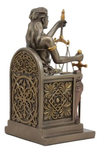Seated Lady Justice Statue 8"Tall Greek Goddess La Justica Dike Figurine-7