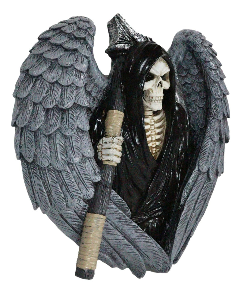 Gothic Grim Reaper Skeleton with Angel Wings Holding Scythe Heart Wall Decor-6
