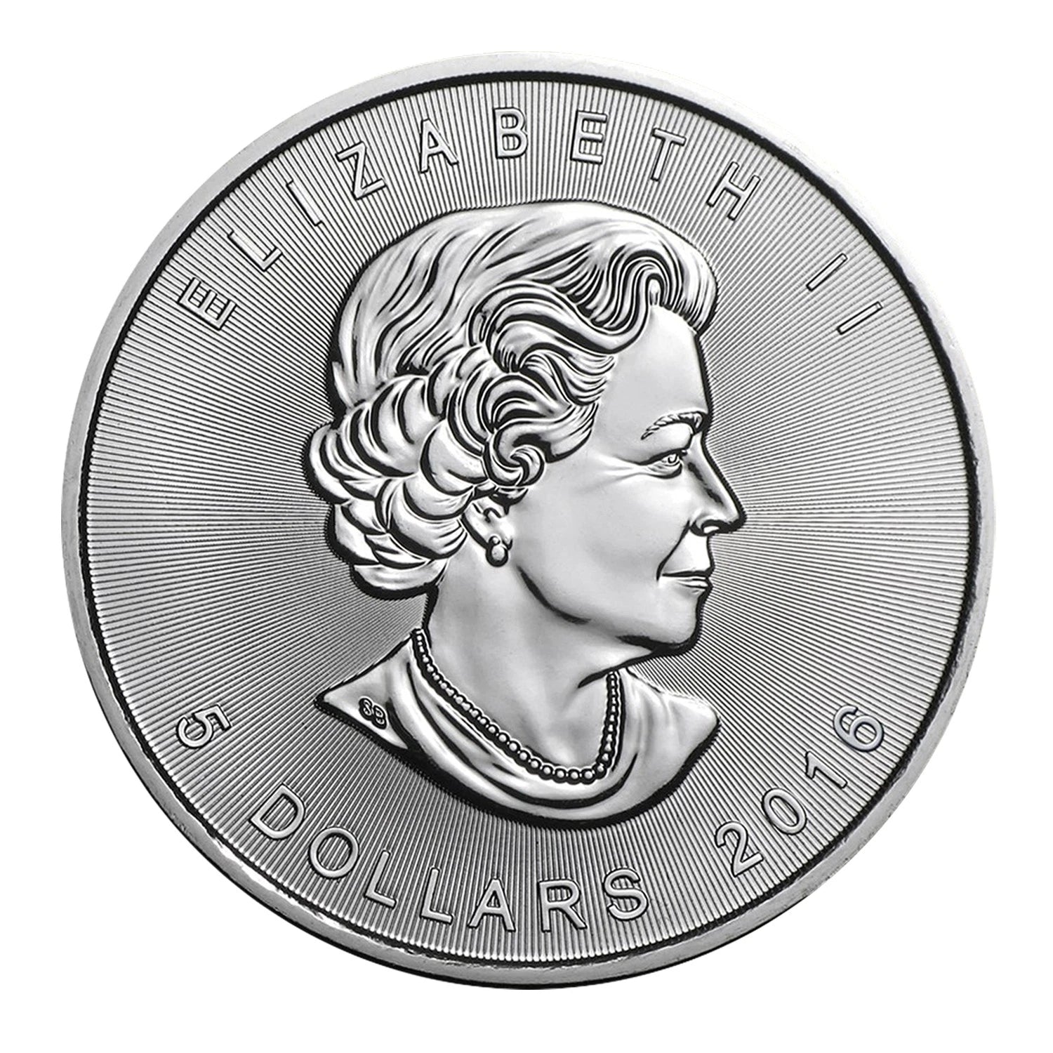 Moneda canadiense de hoja de arce de 5 dólares de 2016, 1 onza troy, 0,9999 de plata BU-2