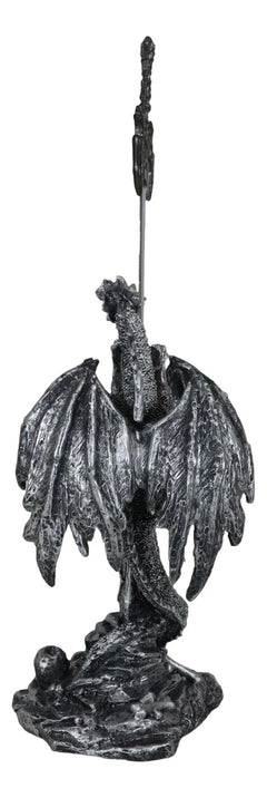Figura abrecartas de fantasía gótica con dragón doble trepador y espada Excalibur-6