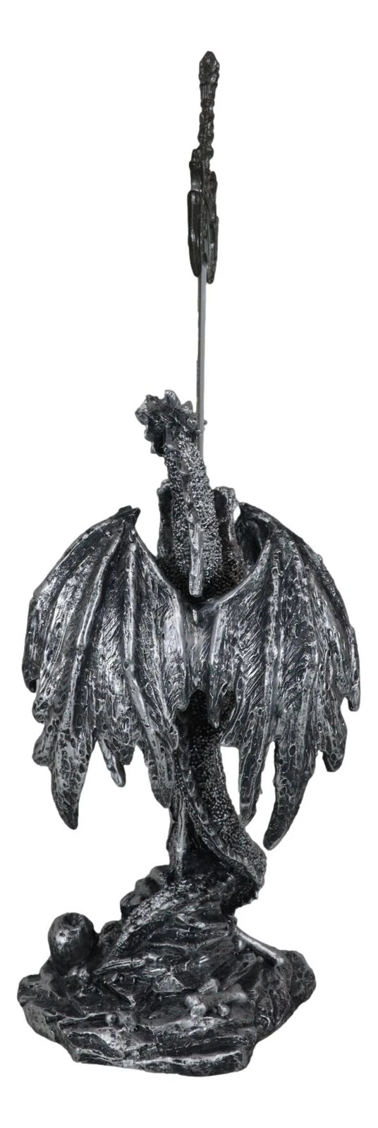 Figura abrecartas de fantasía gótica con dragón doble trepador y espada Excalibur-6