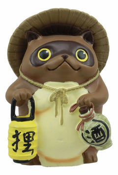 Auspicious Japanese Tanuki Raccoon Dog With Lantern And Sake Figurine Danuki-5