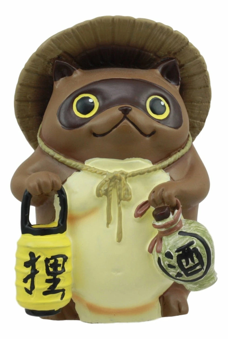 Auspicious Japanese Tanuki Raccoon Dog With Lantern And Sake Figurine Danuki-5