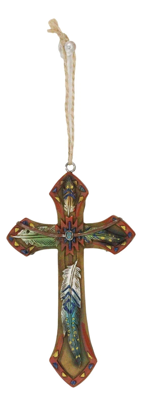 Rustic Western Native Indian Christian Crosses Set of 4 Christmas Tree Ornaments-7