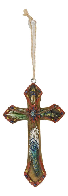 Rustic Western Native Indian Christian Crosses Set of 4 Christmas Tree Ornaments-7