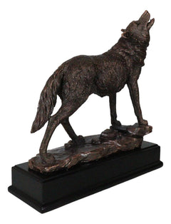 Rustic Forest Woodlands Howling Spirit Alpha Wolf Figurine With Trophy Base-8