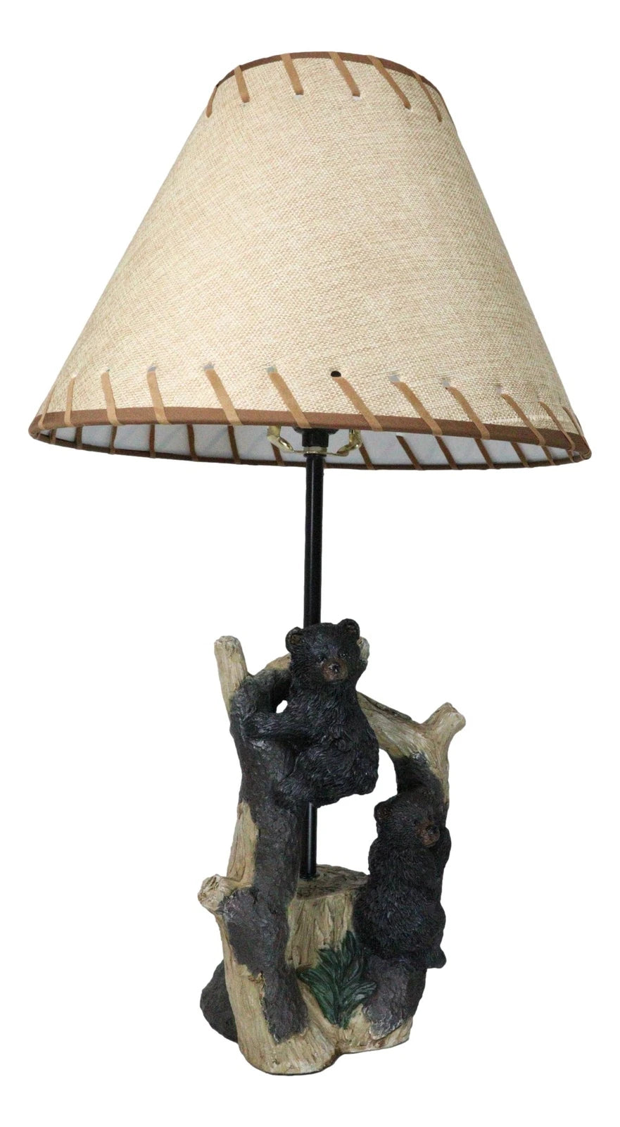 Rustic Western Whimsical Forest Playful Black Bear Cubs Climbing Tree Table Lamp-6