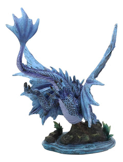 Large 10.25"H Aqua Elemental Pearl Water Dragon Swimming In Deep Sea Statue-5
