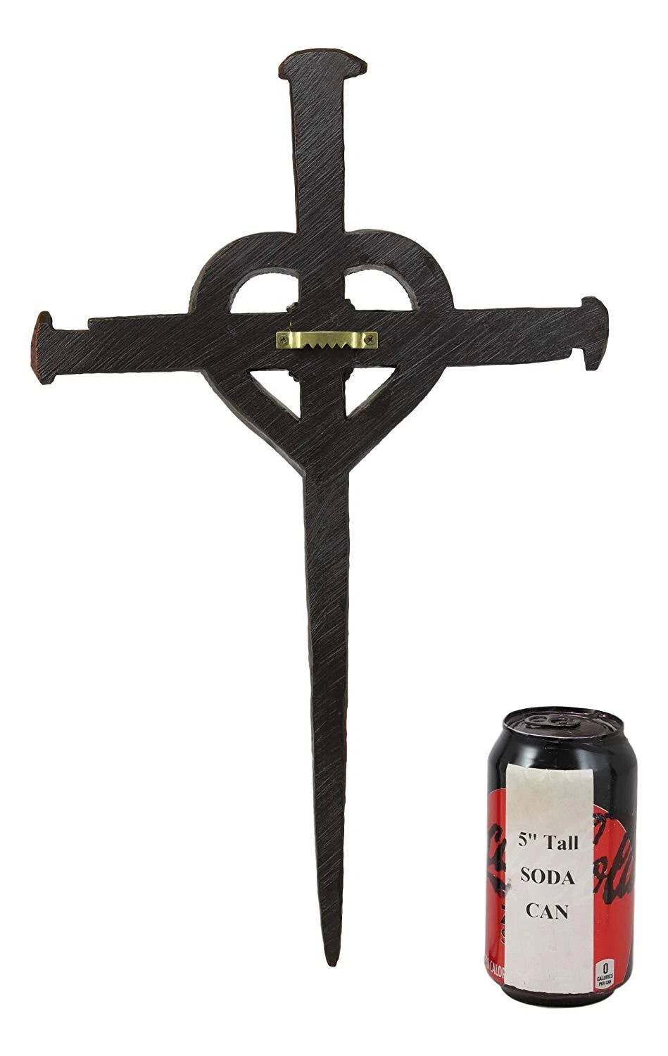Crucifix Driven Nails with Heart Center Wall Cross Decor Plaque 16.5"H-5