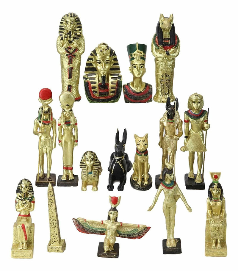 Miniature Egyptian Obelisk Gods Goddesses Pharaoh And Royalty Figurine Set of 16-6