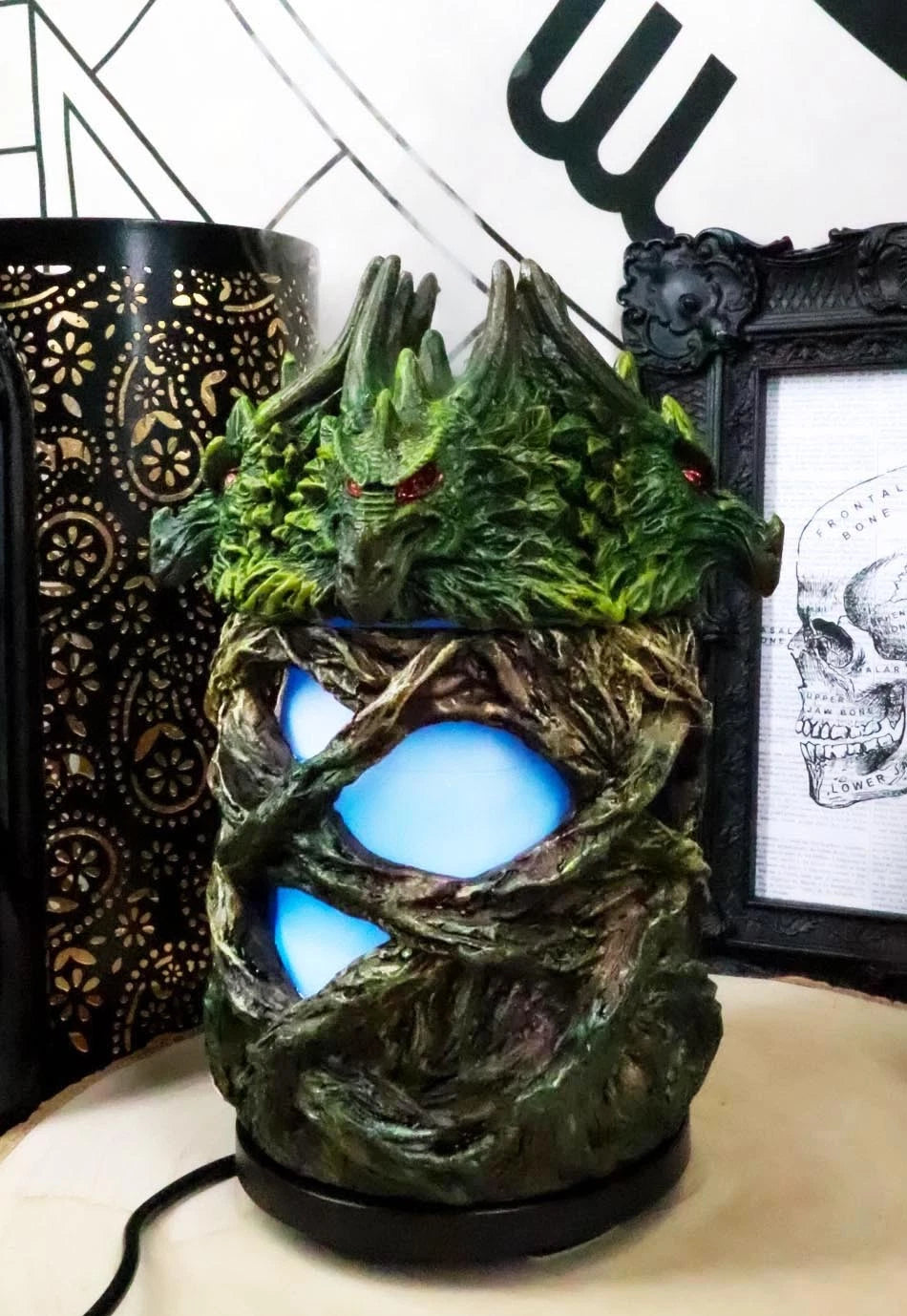 Greenman Dryad Tree Hydra 4 Headed Dragon Aroma Oil Diffuser W/ LED Lights