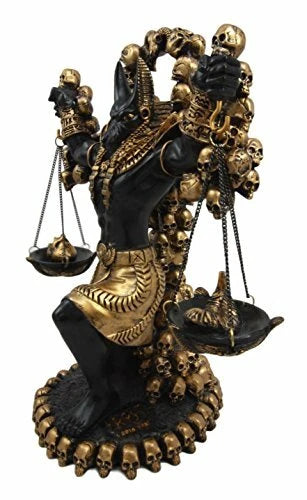 Anubis Statue Ankh Altar Weighing The Heart Against Feather Figurine 9"H-7
