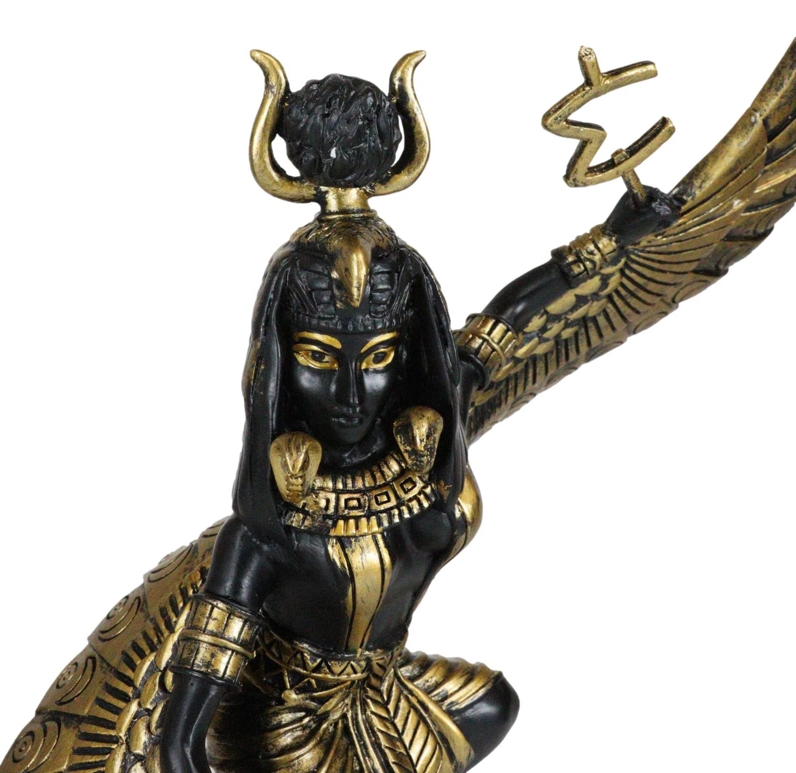 Egyptian Goddess Mother Isis Ra Holding Ankh Decorative Figurine 9" H-4