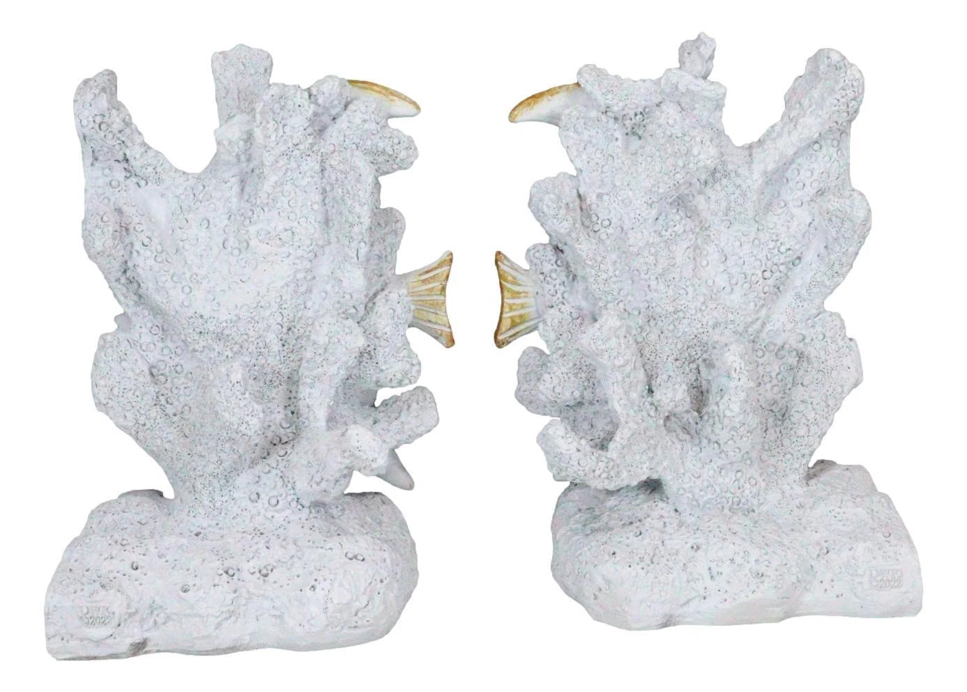 Nautical Sea Coastal Marine Angelfish Fishes Swimming By Corals Bookends Pair-7