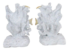 Nautical Sea Coastal Marine Angelfish Fishes Swimming By Corals Bookends Pair-7