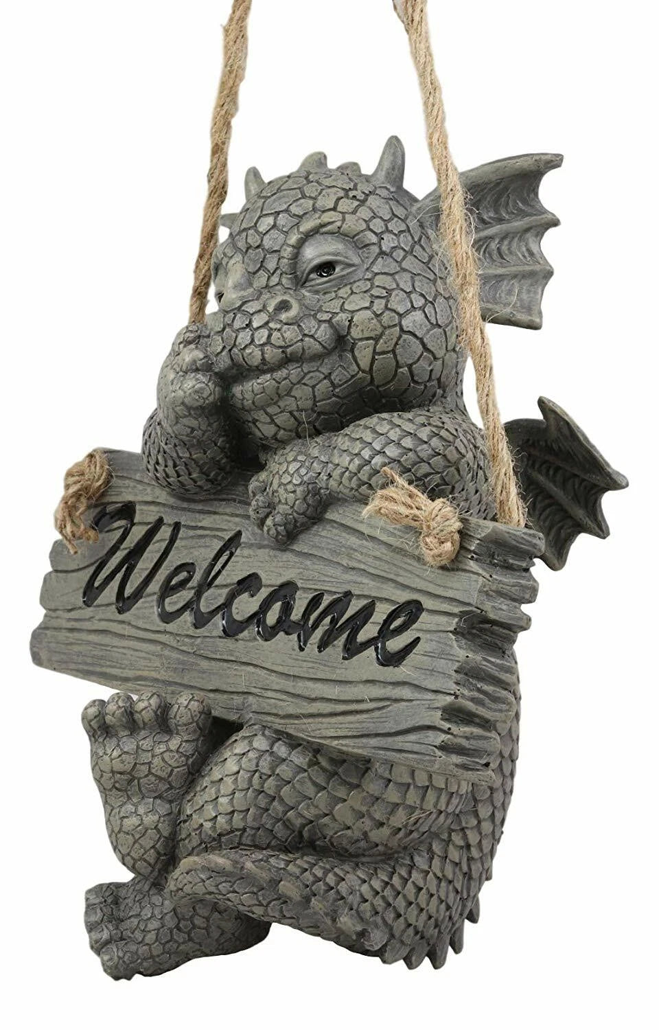 Jute Strings Hanging Welcome Garden Dragon Statue Nose Picker Wyrmling-5