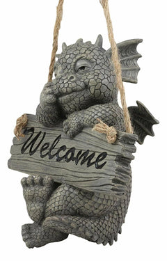 Jute Strings Hanging Welcome Garden Dragon Statue Nose Picker Wyrmling-5
