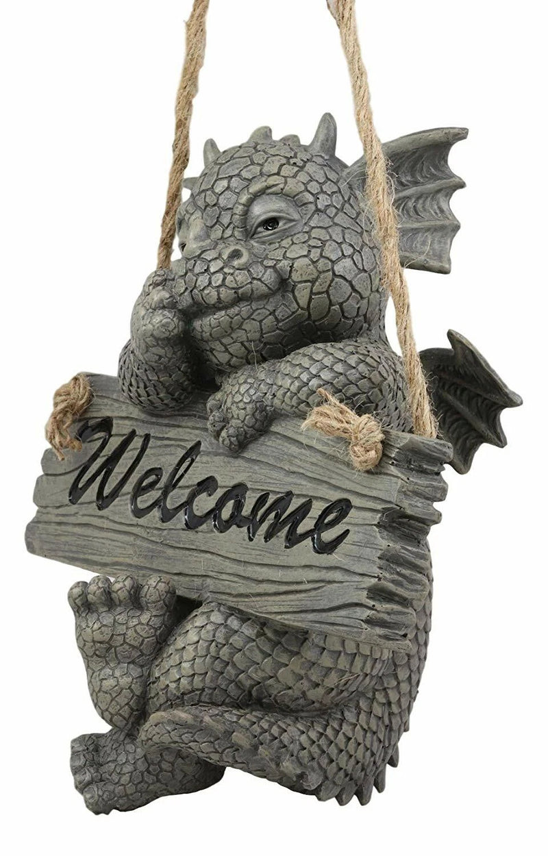 Jute Strings Hanging Welcome Garden Dragon Statue Nose Picker Wyrmling-5