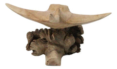 Marine Balinese Hand Carved Coral Reef Manta Ray On Burl Parasite Wood Base 8"L-6