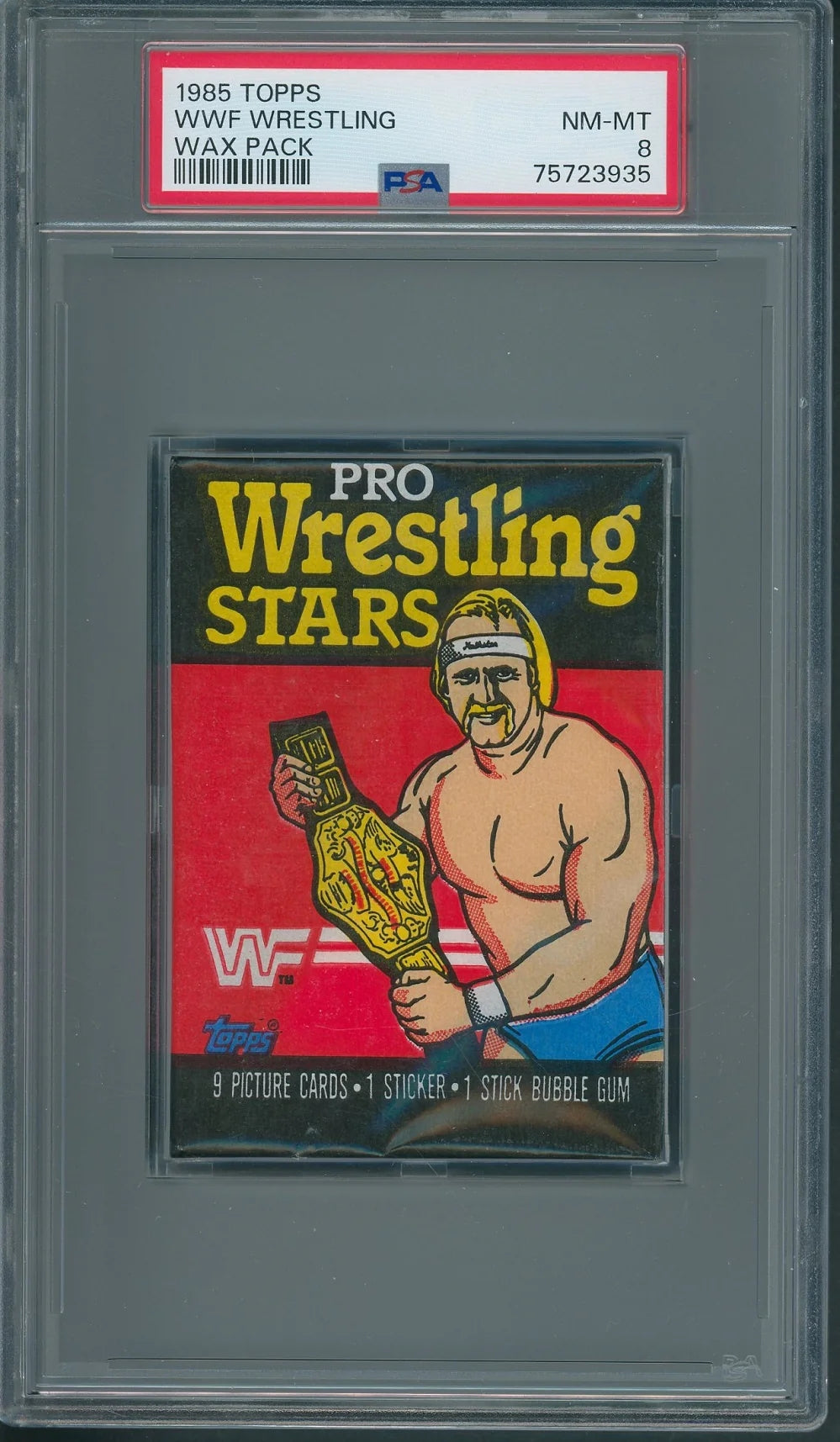 1985 Topps WWF Pro Wrestling Stars Unopened Wax Pack PSA 8-1