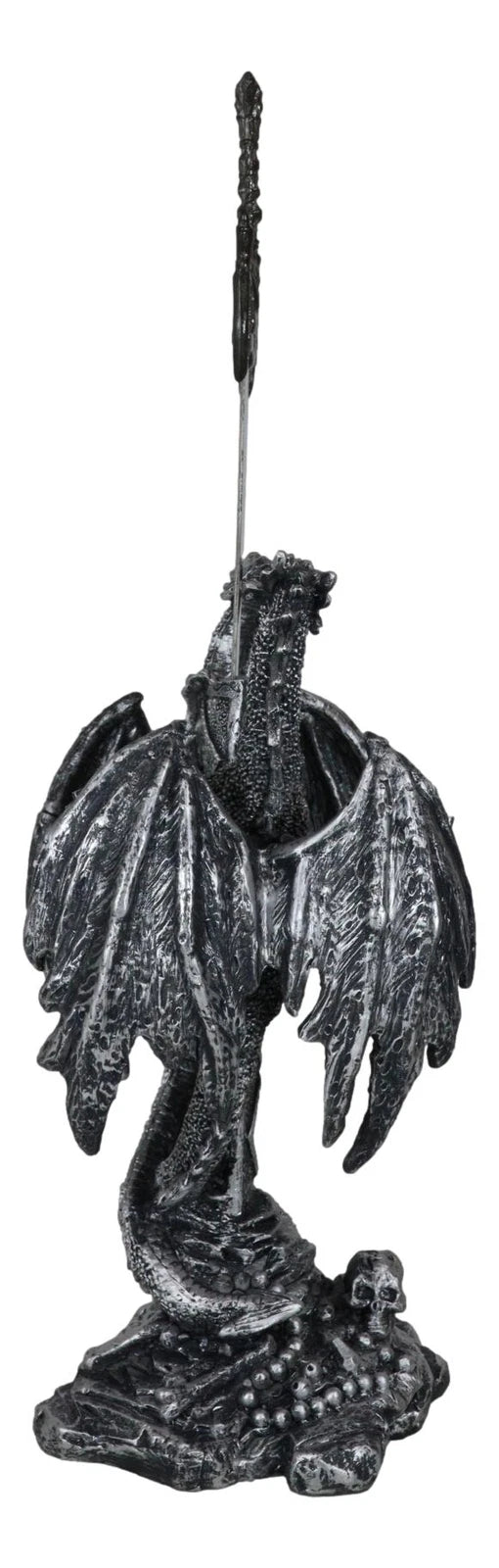 Figura abrecartas de fantasía gótica con dragón doble trepador y espada Excalibur-5