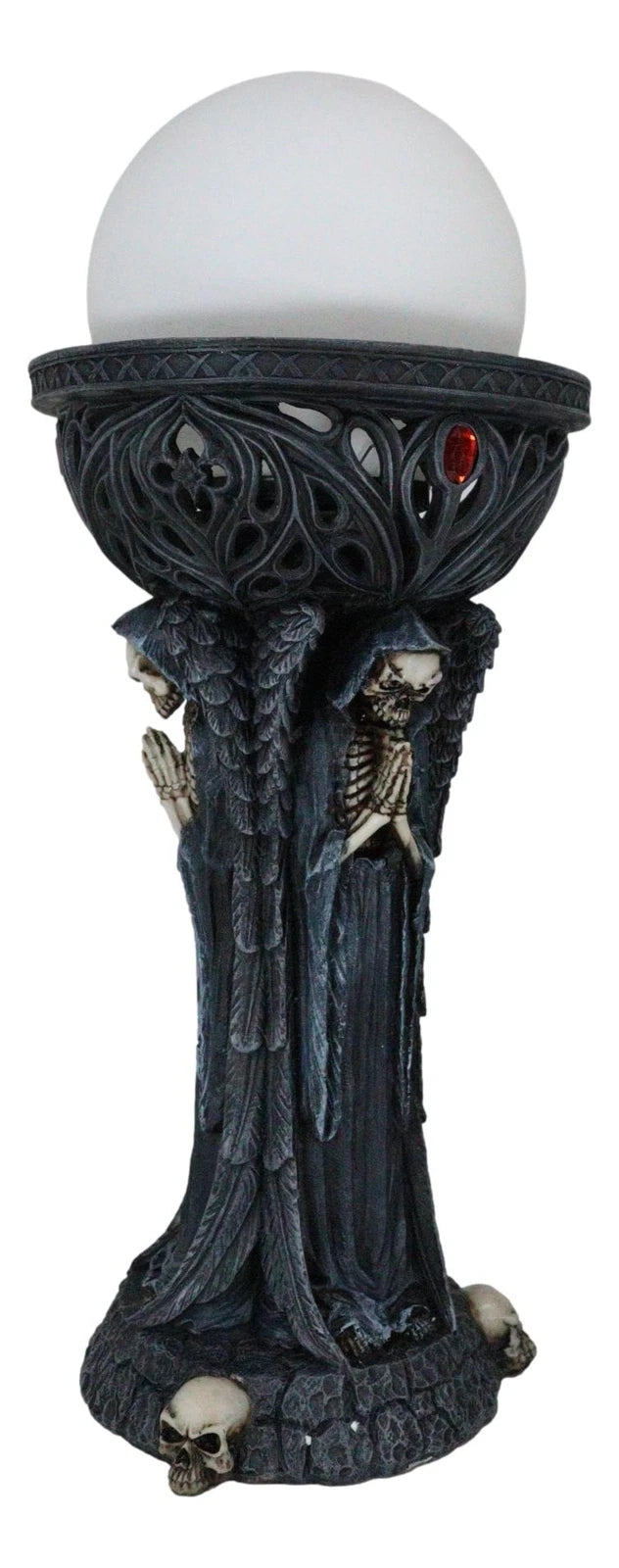 Lámpara de mesa escultural con esqueleto siniestro de la Parca, iluminación espantosa-4