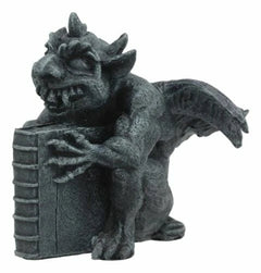 Gothic Guardian Of Bibliography Horned Gargoyle Statue 4.5"Tall Crazy Bookworm-3