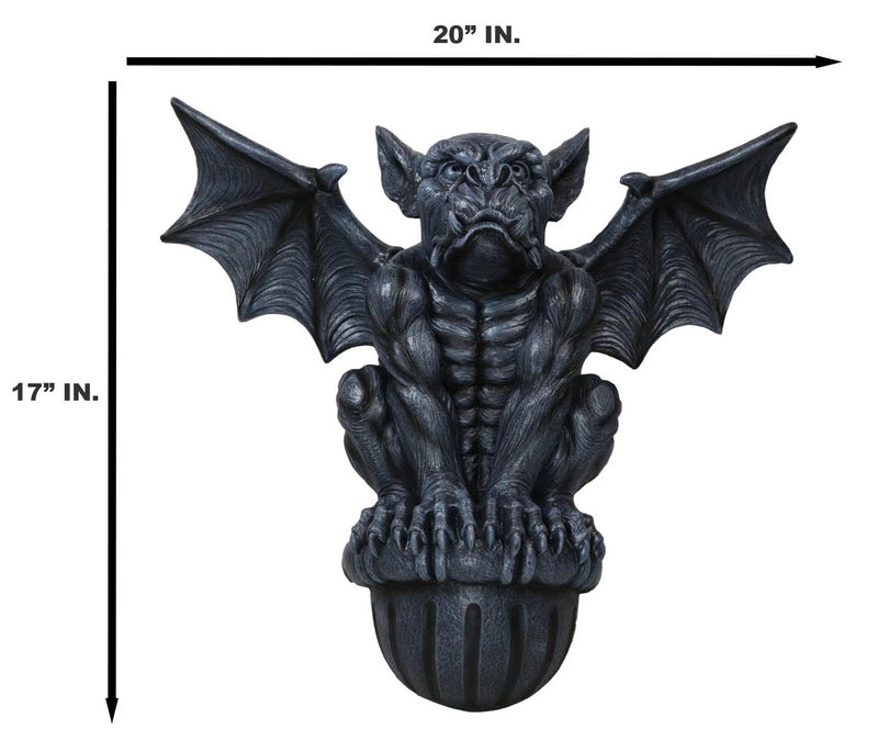Gargoyle Wall Sculpture, 20"W Large Gothic Winged Gargoyle Hanging Decor for Indoor or Outdoor, Mantle, Garden, Patio, or Fantasy Home Display-6