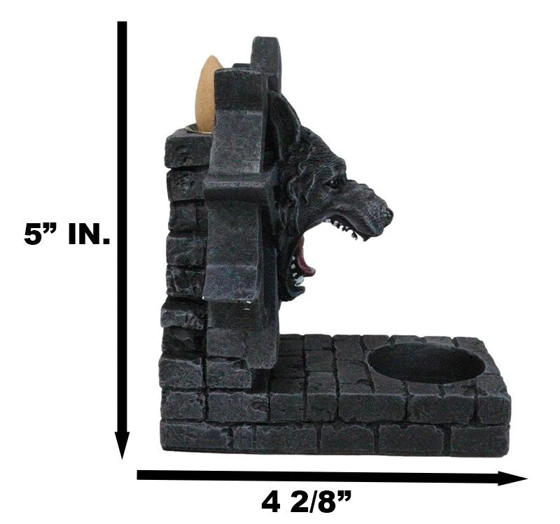 Gothic Alpha Wolf Pentagram Wheel Candle And Backflow Incense Cone Burner Holder-5