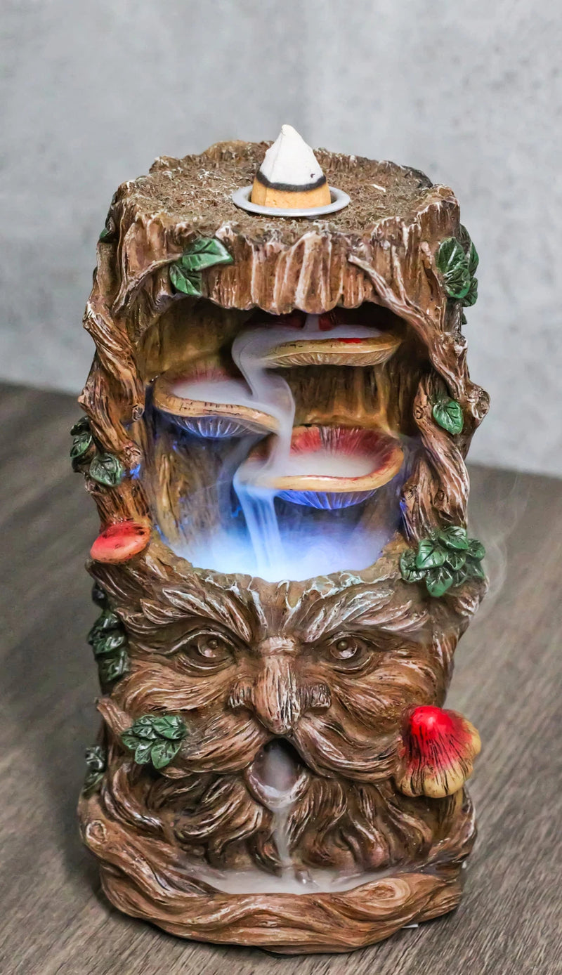Forest Celtic Greenman Tree Ent With Fungi Pillar Backflow Incense Cone Burner-1
