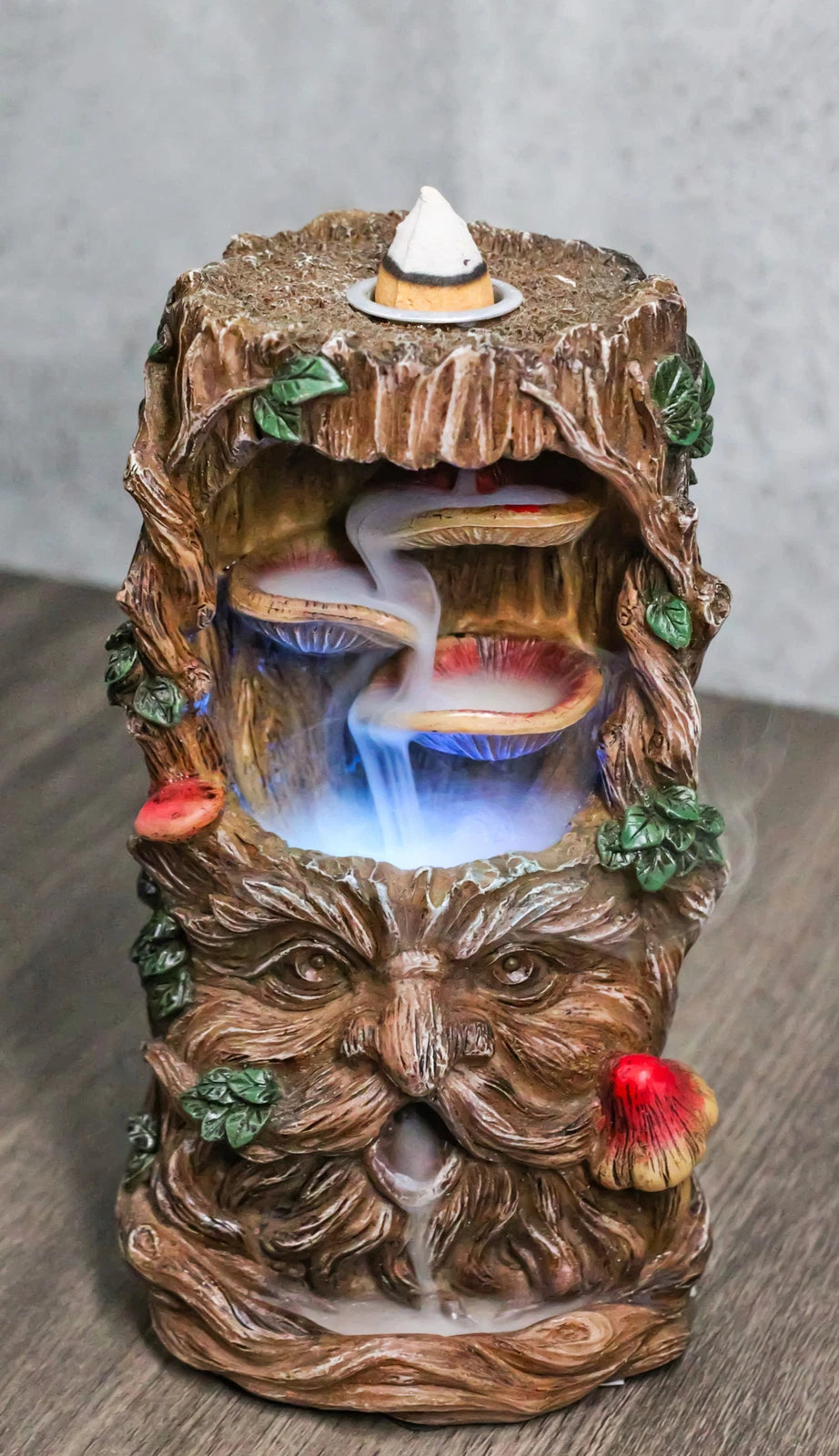 Forest Celtic Greenman Tree Ent With Fungi Pillar Backflow Incense Cone Burner