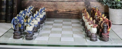 Might Magic Dungeons And Dragons Fantasy Colored Chess Pieces With Glass Board-1