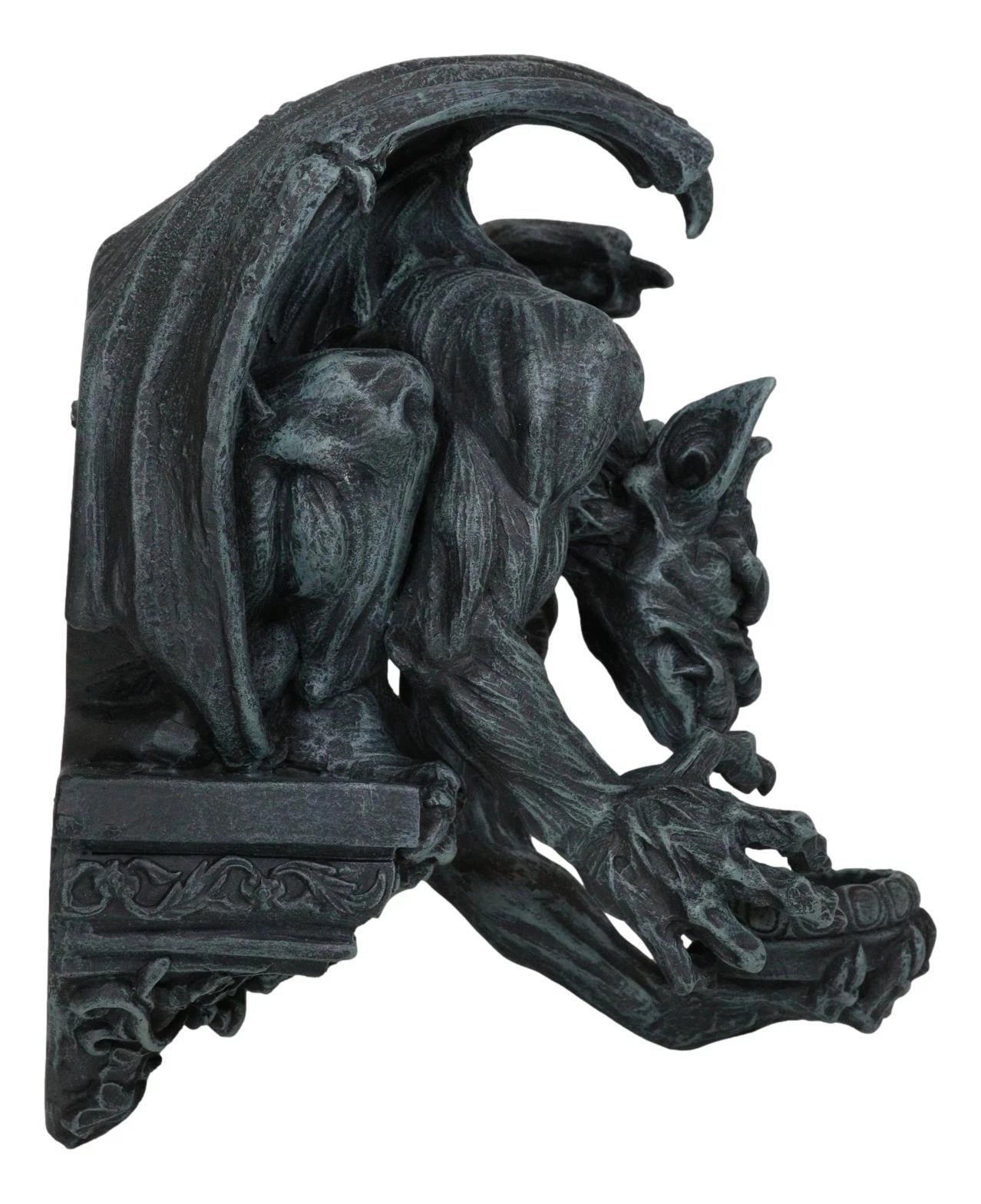 Gargoyle Candle Holder, 12"H Gothic Wall Sconce Sculpture Plaque, Fantasy Home Decor for Mantle, Wall, Garden, or Indoor Display-4
