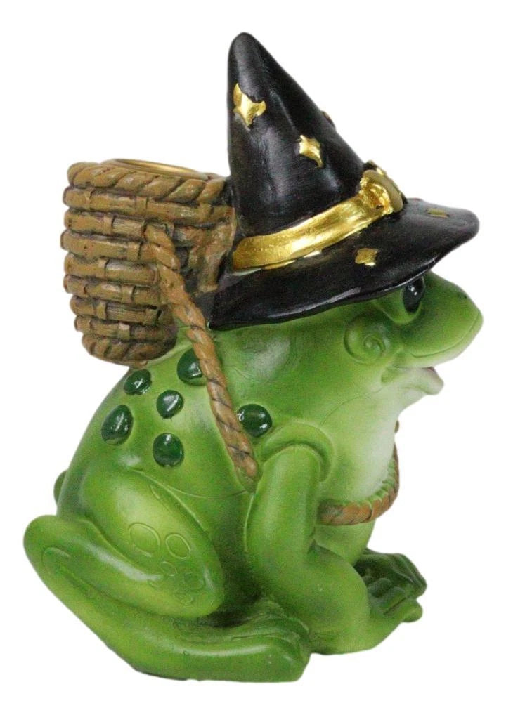 Merlin The Wizard Frog with Warlock Triple Moon Hat Backflow Incense Cone Burner-8