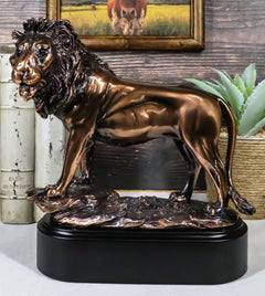 King Of The Jungle African Lion Pride Rock Scene Bronze Electroplated Figurine-2