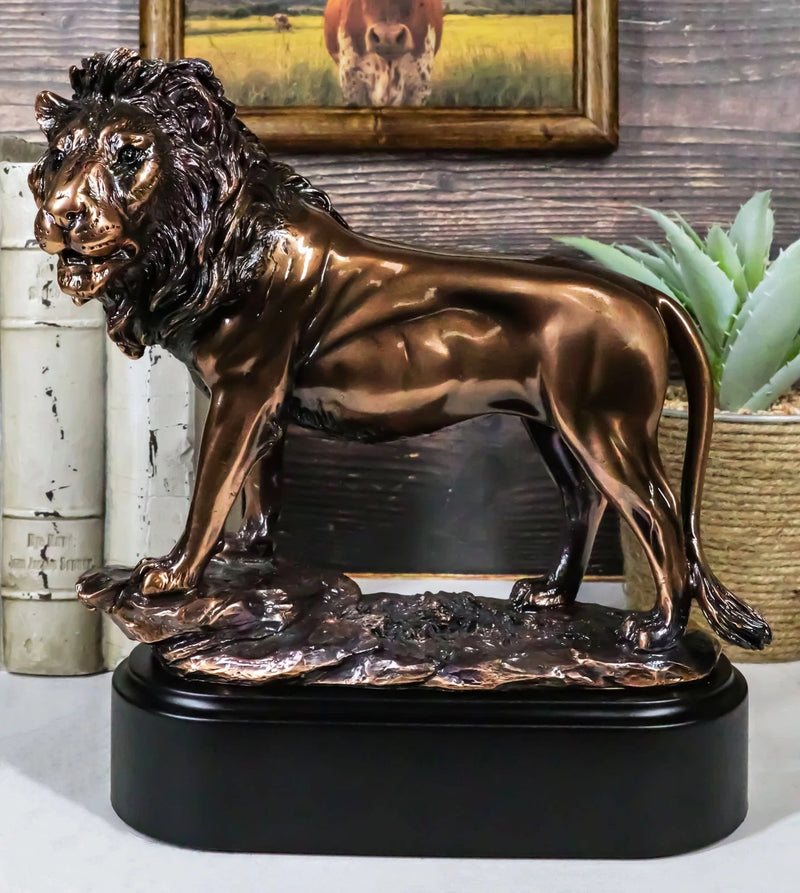 King Of The Jungle African Lion Pride Rock Scene Bronze Electroplated Figurine-2