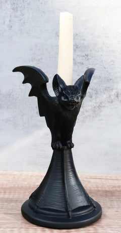 Wicca Gothic Black Gargoyle Vampire Bat Vespertilio Candlestick Holder Figurine-1