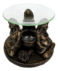 Figura de calentador de aceite aromático con portavotivas de la Triple Diosa Doncella Madre Anciana-4