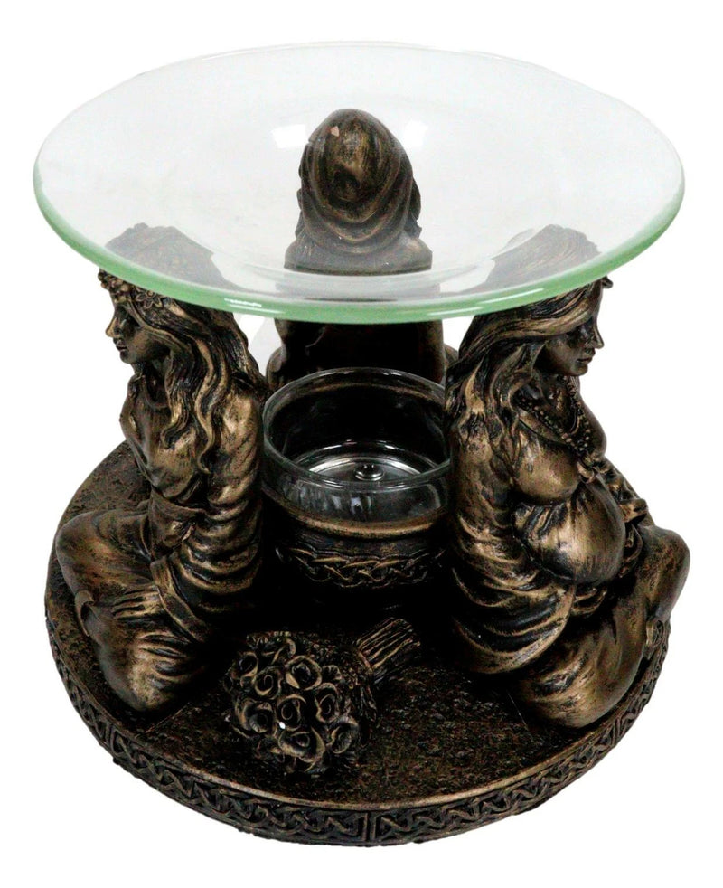 Figura de calentador de aceite aromático con portavotivas de la Triple Diosa Doncella Madre Anciana-4