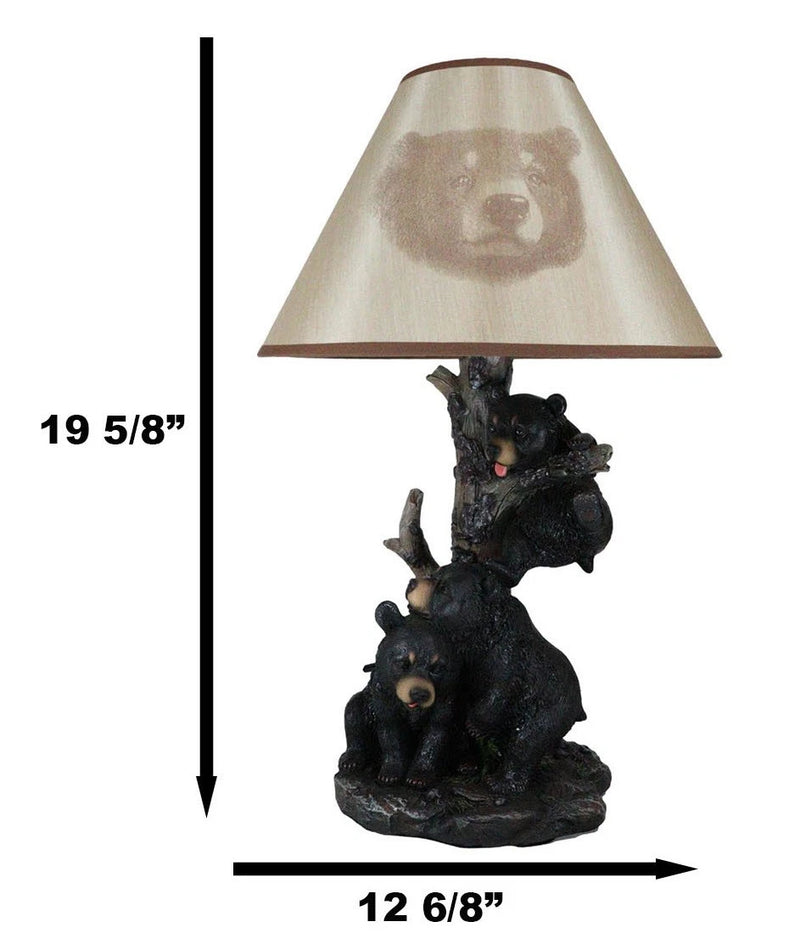 Lámpara de mesa con cachorros de oso negro trepando y pantalla de oso (juego de 2)-5