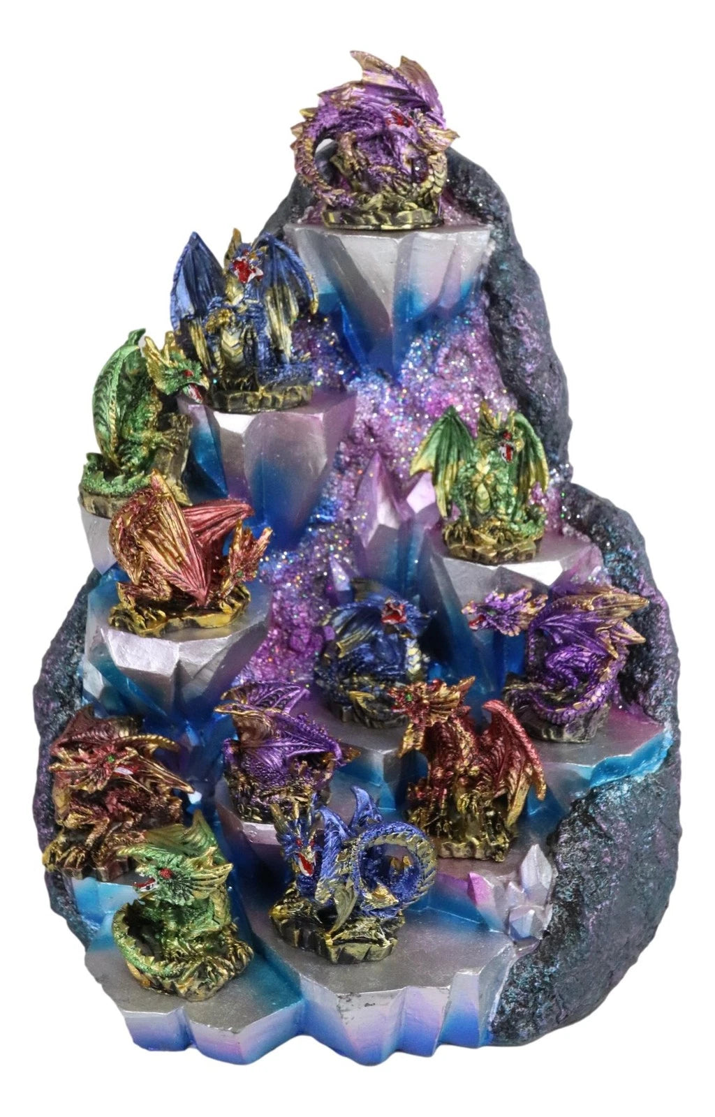 Fantasy 12 Mini Dragons With LED Lighted Glacier Mountain Display Set-4