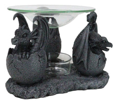 Fantasy Trio Gargoyle Dragons in Eggs Hatchling Candle Oil Burner Figurine-3