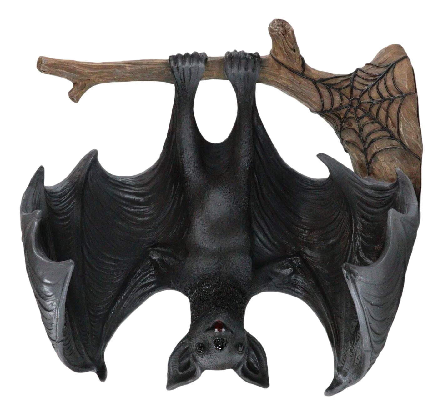 Gothic Winged Vampire Bat By Spider Web Hanging From Branch Wall Hanging Decor-5